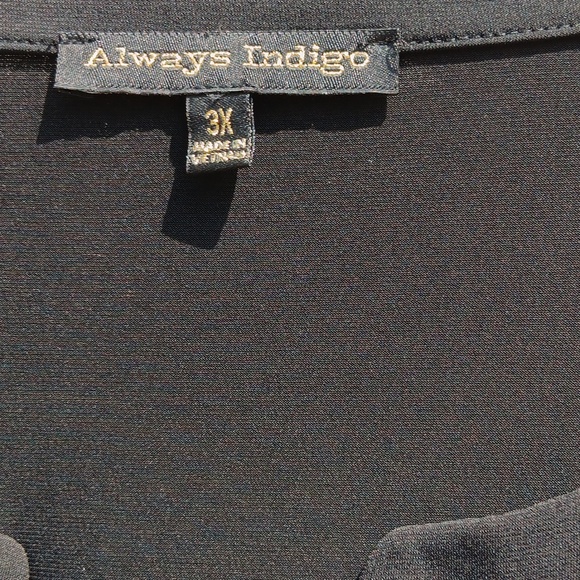 ALWAYS INDIGO Elegant Long Sleeve Black Dress with Waist String- 3X - Picture 9 of 13